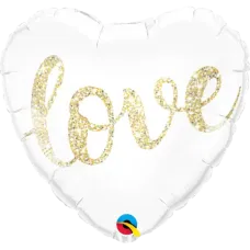 Heart Foil Love Glitter Gold Balloon