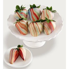 Rainbow Swirl Artisan Belgian Chocolate Strawberries (Half Dozen)