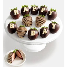 Happy Birthday Wishes Artisan Belgian Chocolate Covered Strawberries