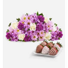 Lavender Garden & Mother’s Day Drizzled Strawberries (Bouquet Only & 6ct Mothers Day Drizzled Strawberries)