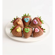 Conversation Hearts... Dipped Strawberries (Half Dozen)