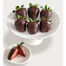 Artisan Belgian All Dark Chocolate Strawberries (Half Dozen)