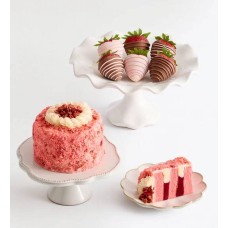 Strawberry Shortcake with Strawberries (4Inch Cake with 6ct Mothers Day Drizzled Strawberries)