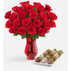 Red Roses & Drizzled Strawberries