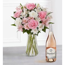 Cherished Blooms Bouquet and Wine (Mother’s Day Cherished Blooms Bouquet and Ross Lane Red Blend)