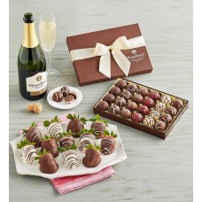Gourmet Drizzled Strawberries, Chocolate Truffles, and Wine (Gourmet Drizzled Strawberries, Chocolate Truffles, and Rose)