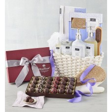 Dark Chocolate-Covered Luxury Collection with Lavender Spa Gift Basket