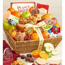 With Sympathy Fruit & Sweets Gift Basket Grande