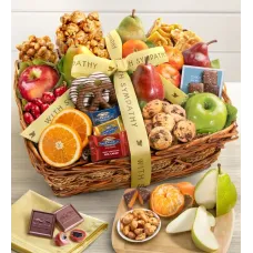 With Sympathy Fruit & Sweets Gift Basket