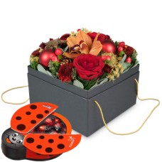 Flowerbox New York (20 cm) with chocolate ladybird