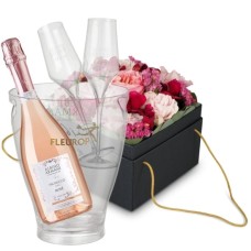 Flowerbox «Seville» (15 cm) with Prosecco Rosé Albino Armani DOC (75 cl), incl. ice bucket and two sparkling wine flutes