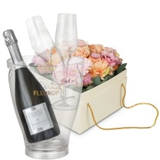 Flowerbox Prague (15 cm) with Prosecco Albino Armani DOC (75 cl) incl. ice bucket and two sparkling wine flutes