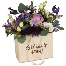 Flower bag «Get well soon!» - in shades of purple