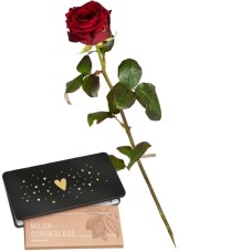 1 Red Rose with Munz bar of chocolate Â«HeartÂ»