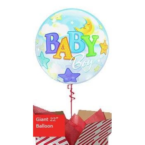 Large Baby Boy Moon and Stars Balloon