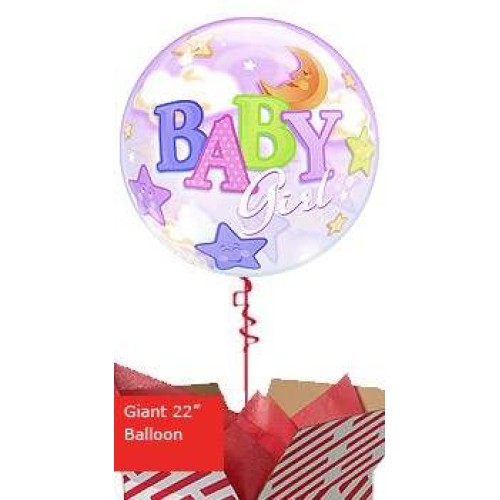 Large Baby Girl Moons and Stars Balloon