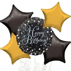 happy Birthday gold Sparkling Celebration Balloon bouquet - Assorted Foil