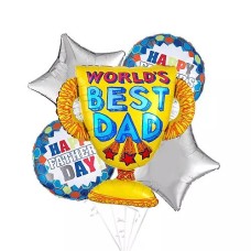 World's Best Dad Trophy & Star Father's Day Balloon Bouquet, 5pc (1 BALLOON)