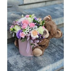 Flower box & Teddy Bear (Small)