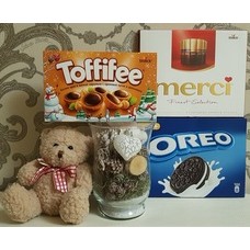 Soft toy teddy bear with sweet chocolate set ♡