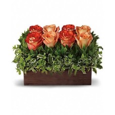 Arrangement of Bright and Dark Pink Roses in a Box