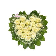 Heart-shaped arrangement of white roses Tender Heart