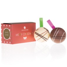 2 chocolate baubles - milky and white