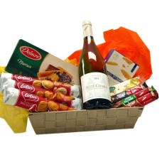 Belgian Candy Basket With White French Chablis Wine