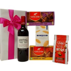 French Wine Grand Cru, Belgian Chocolate And Goodies As A Gift
