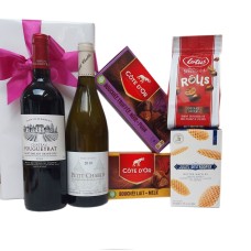 Duo Of French Wines, Belgian Chocolate And Goodies As A Gift