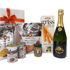 Gift with Italian and Spanish snacks AND champagne