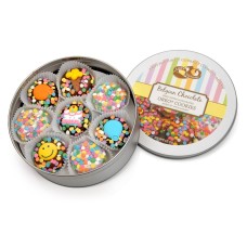 Happy Birthday Hand Dipped & Decorated Sandwich Cookie- Tin of 16
