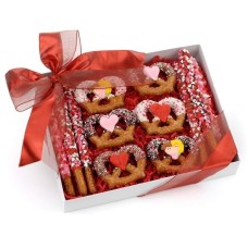Gift Box Of 12 Romantic Belgian Chocolate & Caramel Pretzel Wands And Twists