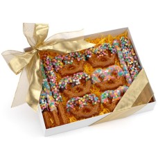 Gift Box of 12 Confetti Belgian Chocolate and Caramel Pretzel Wands and Twists