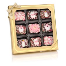 Baby Girl Chocolate Dipped Mini Crispy Rice Bars- Window Gift Box of 9