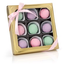 Sweet Pastel Belgian Truffle Cake Bons- Gold Gift Box