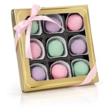 Sweet Pastel Belgian Truffle Cake Bons- Gold Gift Box
