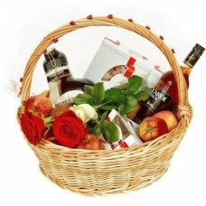 Basket with Gifts and Roses