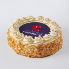 Festive round whipped cream photo cake
