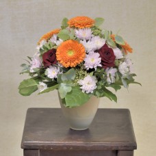 Bouquet with orange gerberas and red roses