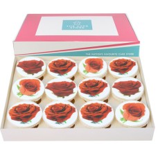 A Dozen Red Rose Cupcakes