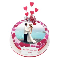 Busy HeartsPhoto Cake (8 Inch Serves 20)