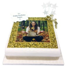 Gold Glitter Photo Frame Cake (8 Inch Serves 20)