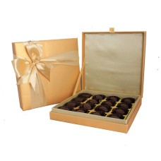 Gold Leather finish box with 16 assorted chocolates