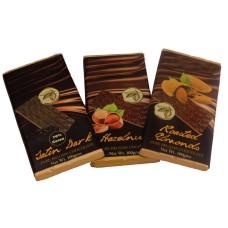 Set of 3 Belgian Bars- and 70% Dark, roasted almonds and Hazelnut
