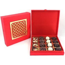 Signature Red Ethnic Box with Laser Cut Design and 16 assorted Chocolates