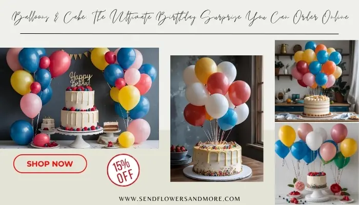Birthday cake and balloon