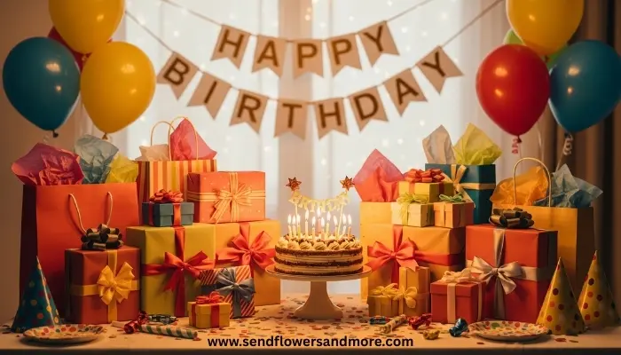 birthday celebration setup with all gift