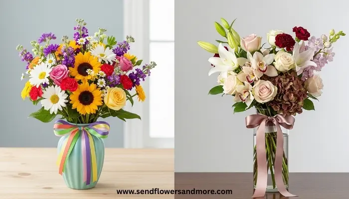 colorful youth bouquets versus elegant adult arrangements