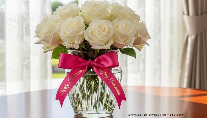 Beautiful white roses arranged